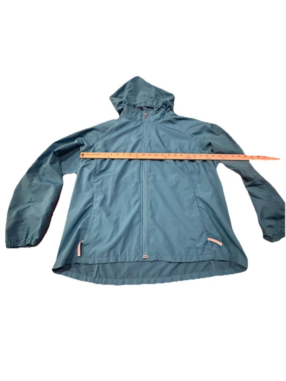 Womans Eddie Bauer Size XL Blue Full Zip Hooded Wind Breaker - Picture 6 of 8